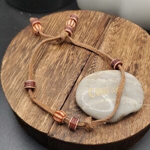 B2840 ornate lantern‎ native anklet carved or can be bracelet leather